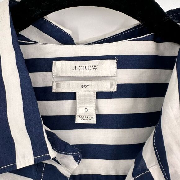 J. Crew Women's Striped Long Sleeve Boy Button-Down Shirt Blue White Size 8 - Picture 3 of 9
